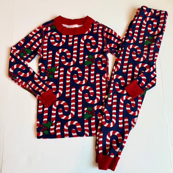 Hanna Andersson Candy Cane Long John Pajama Set 100cm 4 - Picture 2 of 14